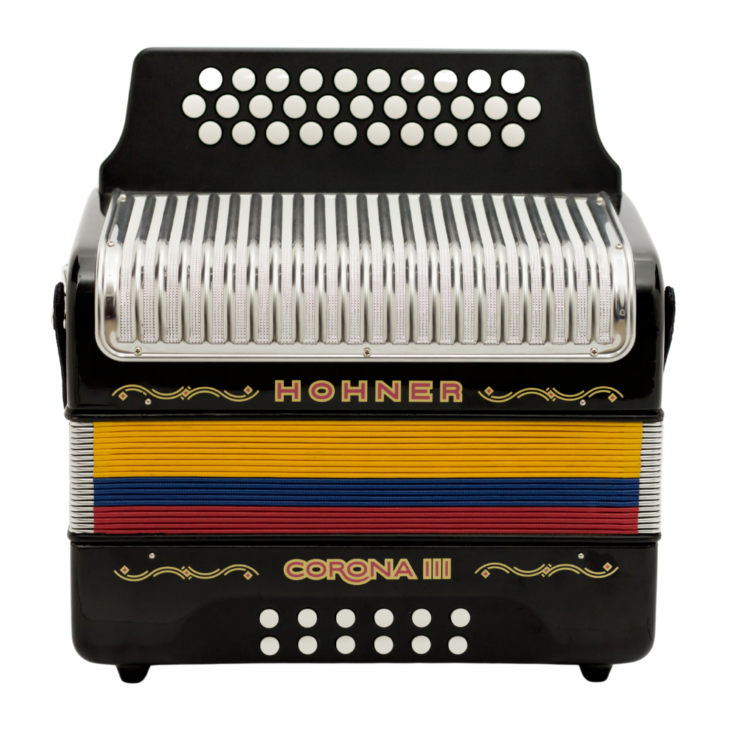 ACORDEON HOHNER CORONA III BESAS NEGRO TRICOLOR