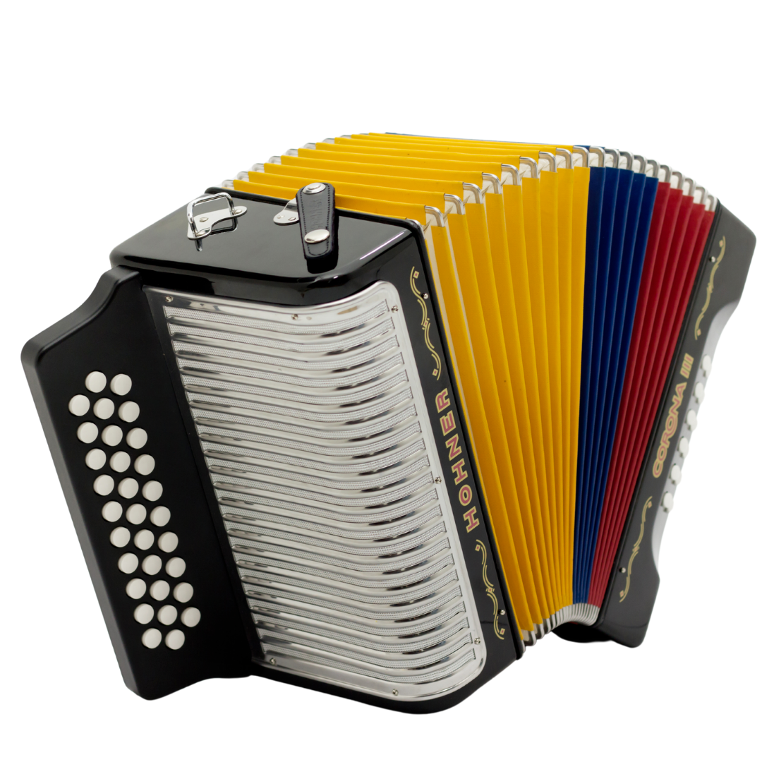 ACORDEON HOHNER CORONA III BESAS NEGRO TRICOLOR